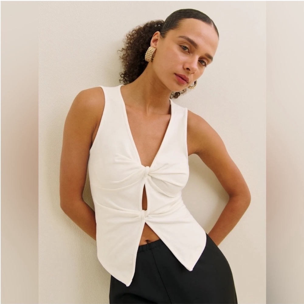 Reformation Tefi Sleeveless Stretch-Cotton Top